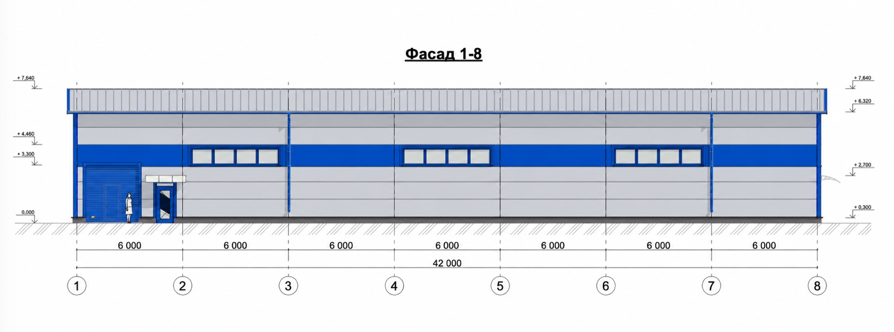 Фасад 1-8 складского здания