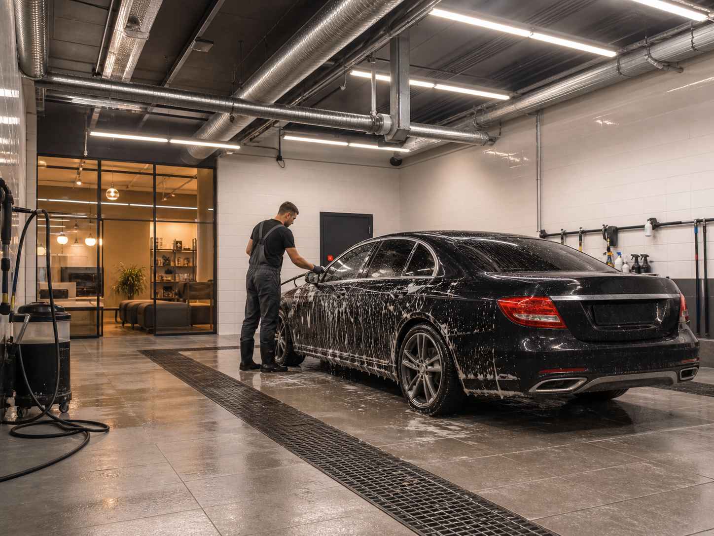 Ручная автомойка с закрытым постом и вентиляцией